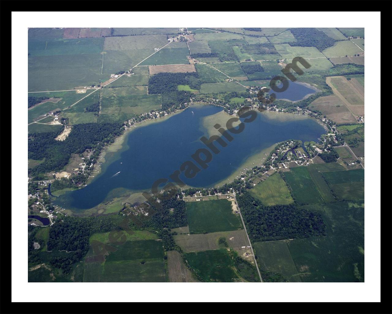 Aerial image of [2] Adams Lake in LaGrange, IN with Black Metal frame