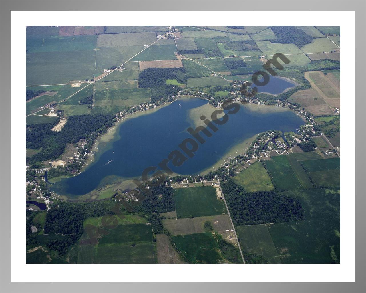 Aerial image of [2] Adams Lake in LaGrange, IN with Silver Metal frame