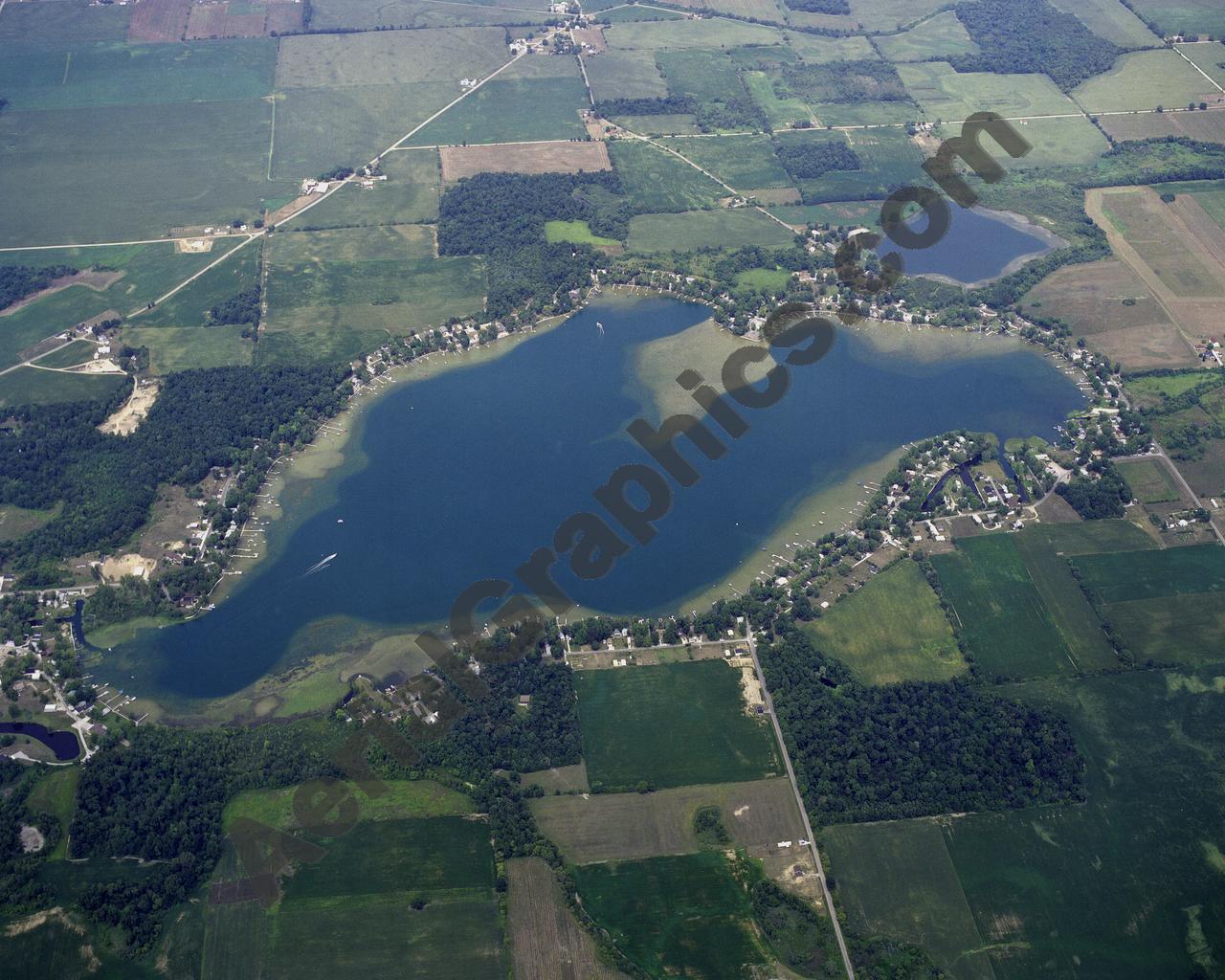 Aerial image of [2] Adams Lake in LaGrange, IN with Canvas Wrap frame