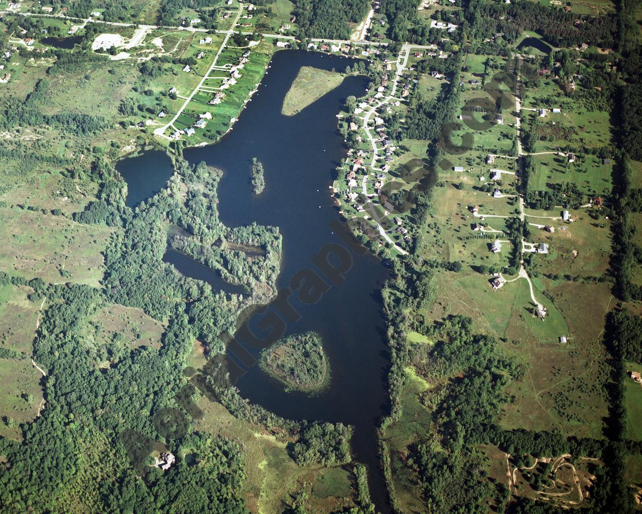 Aerial image of [3000] Lake Braemar in Oakland, MI with Canvas Wrap frame