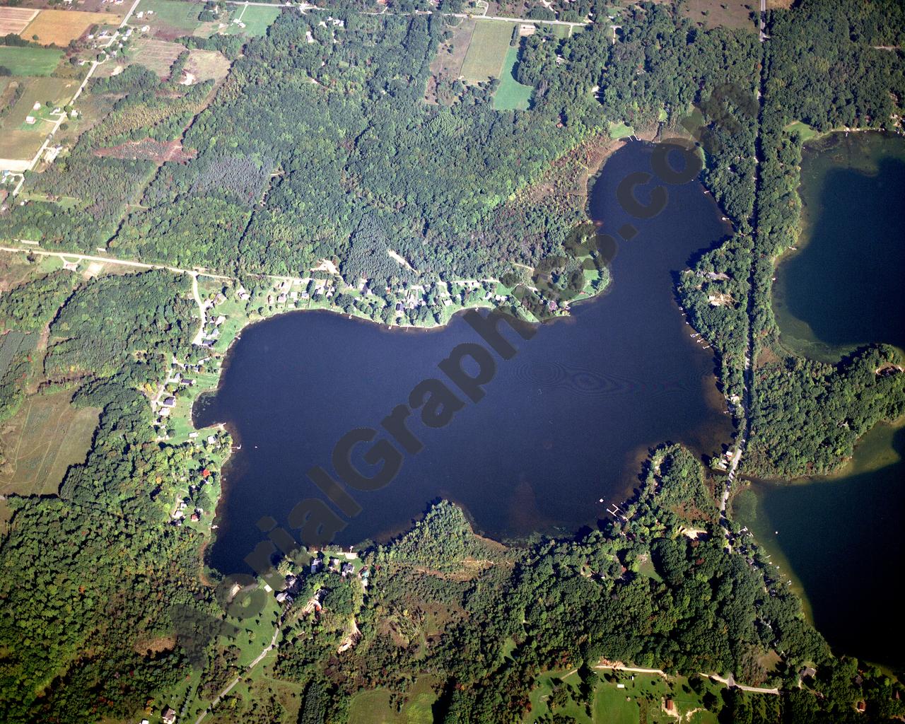 Aerial image of [3024] Kimball Lake in Newaygo, MI with Canvas Wrap frame