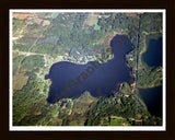 Aerial image of [3024] Kimball Lake in Newaygo, MI with Black Wood frame