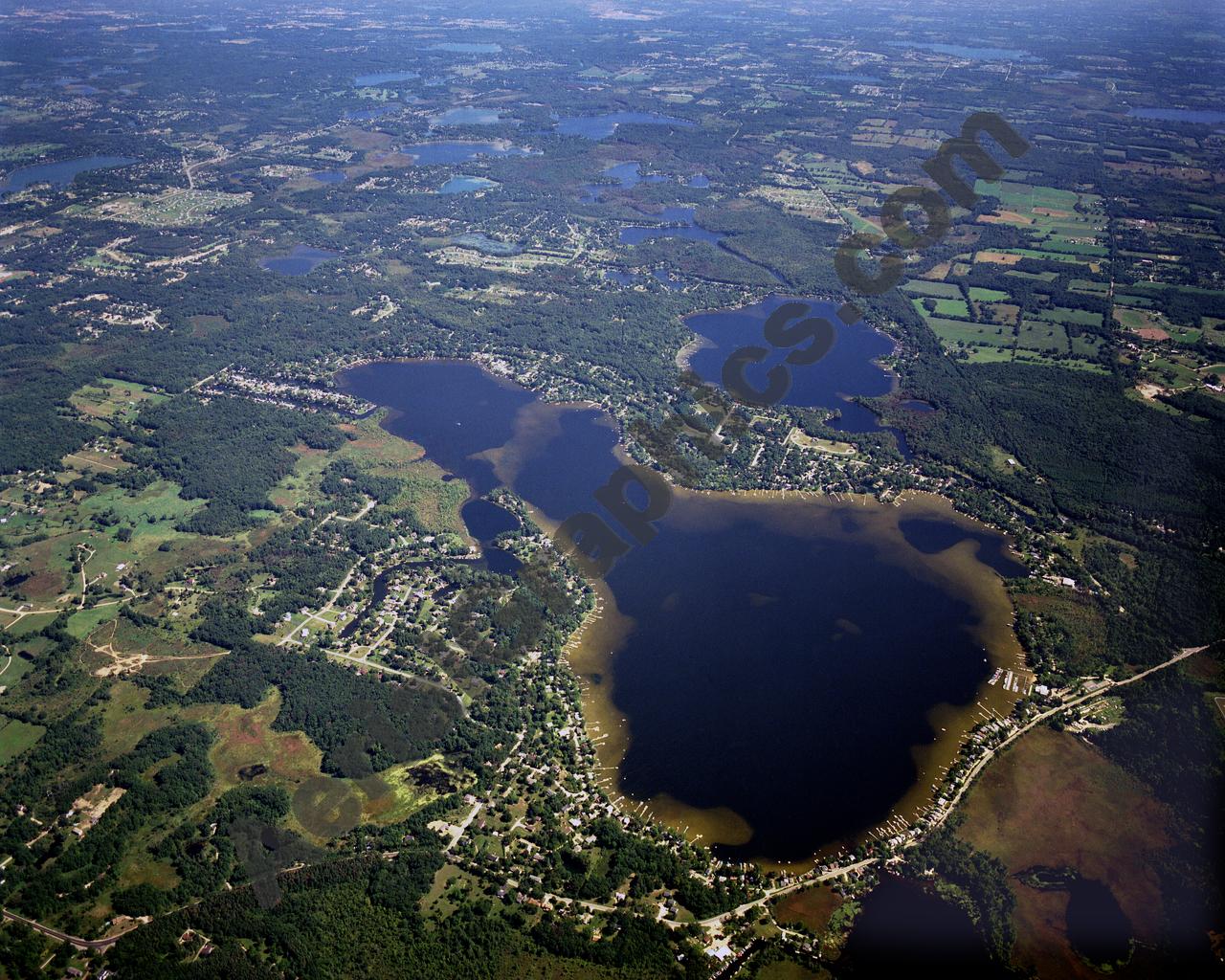 Aerial image of [3084] Chain of Lakes (From Portage) in Livingston, MI with Canvas Wrap frame