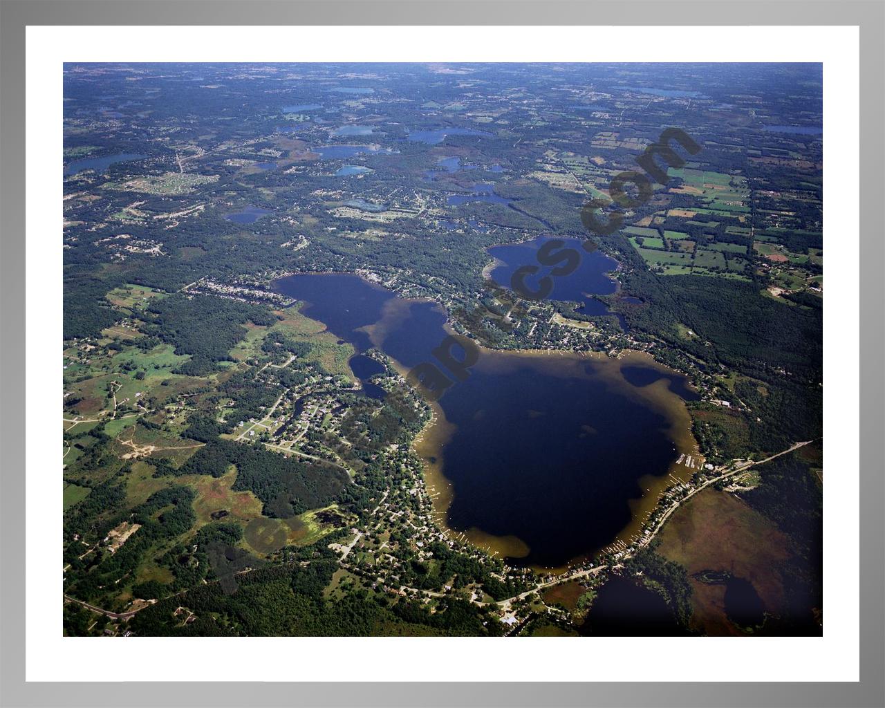 Aerial image of [3084] Chain of Lakes (From Portage) in Livingston, MI with Silver Metal frame