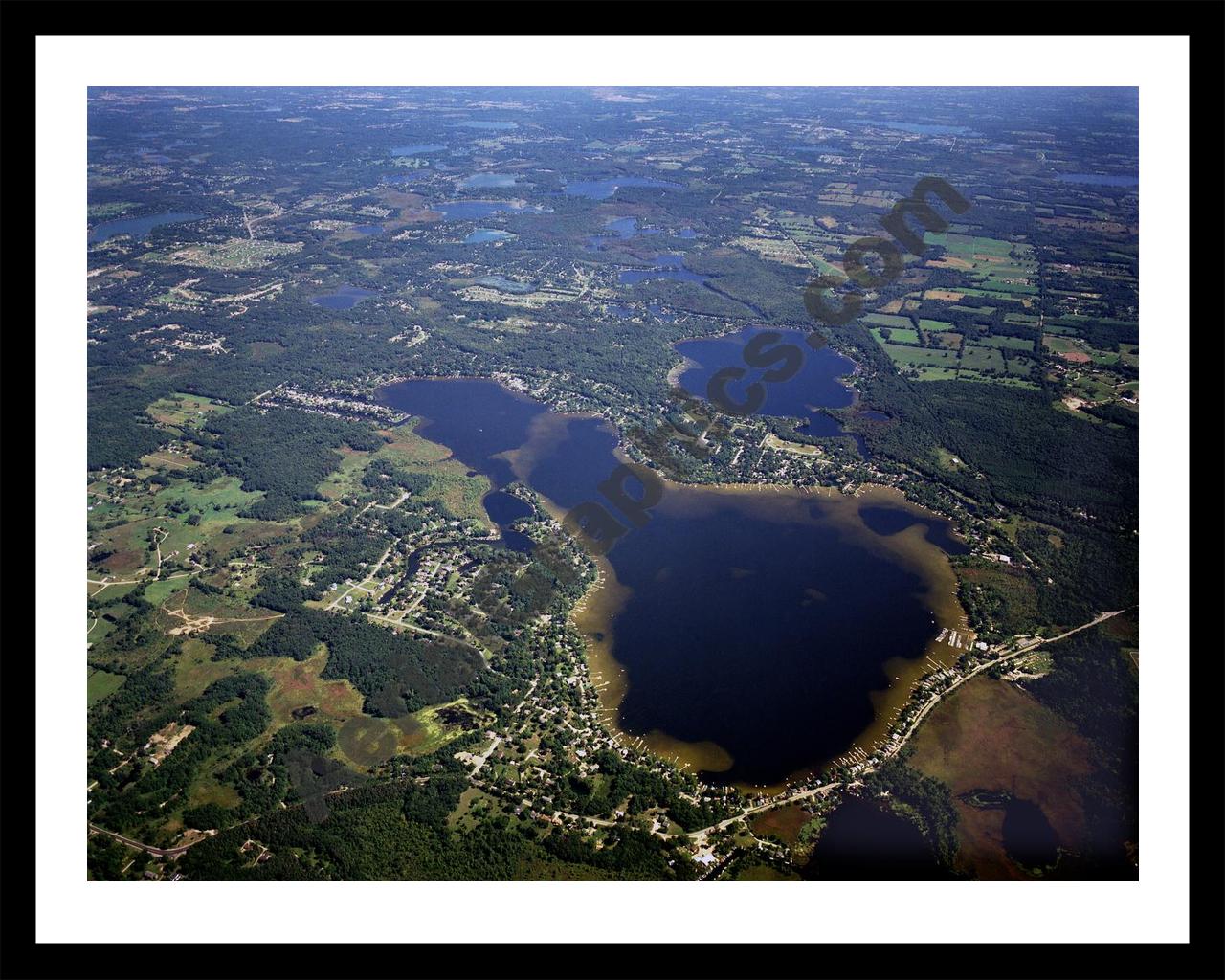 Aerial image of [3084] Chain of Lakes (From Portage) in Livingston, MI with Black Metal frame