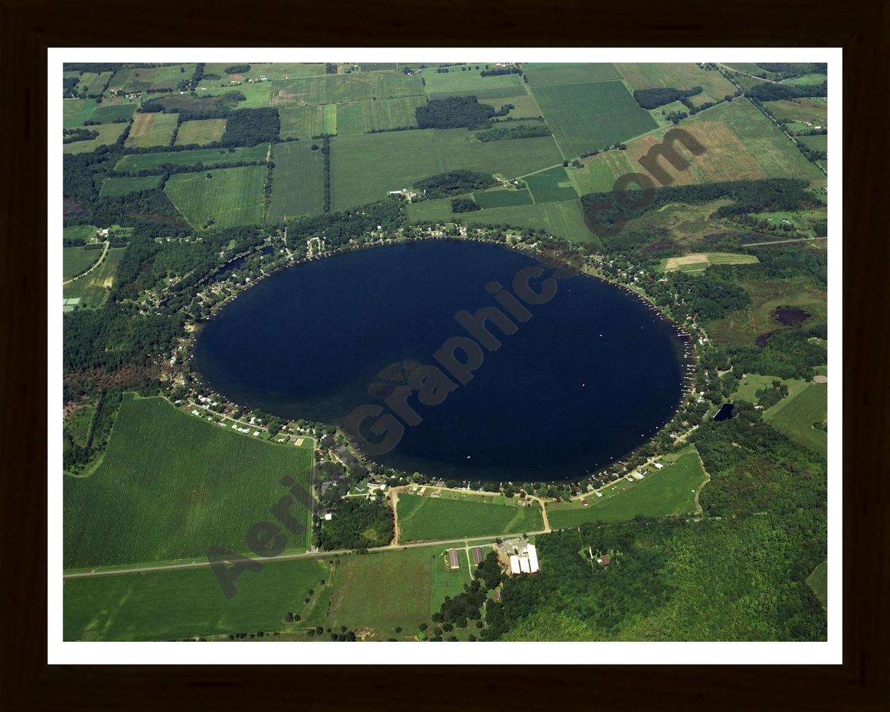 Aerial image of [309] Gravel Lake in Van Buren, MI with Black Wood frame