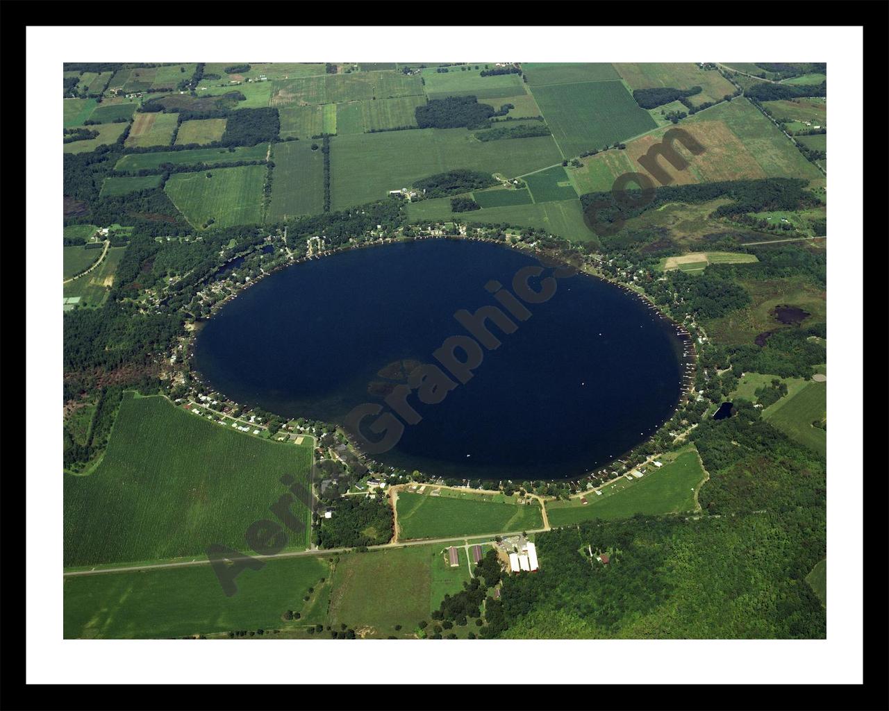 Aerial image of [309] Gravel Lake in Van Buren, MI with Black Metal frame