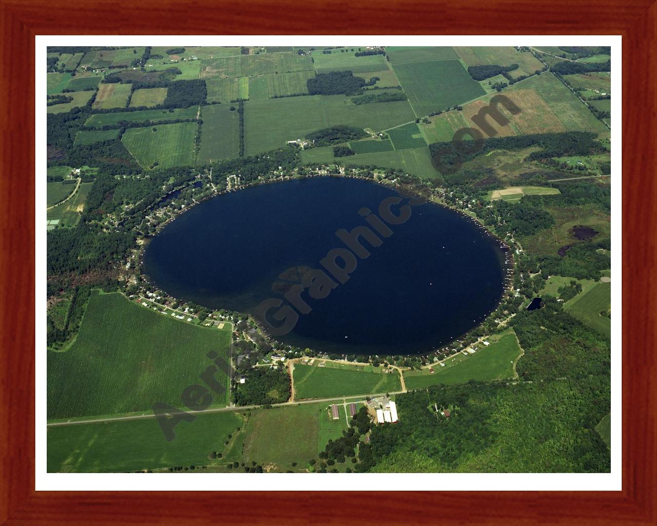 Aerial image of [309] Gravel Lake in Van Buren, MI with Cherry Wood frame