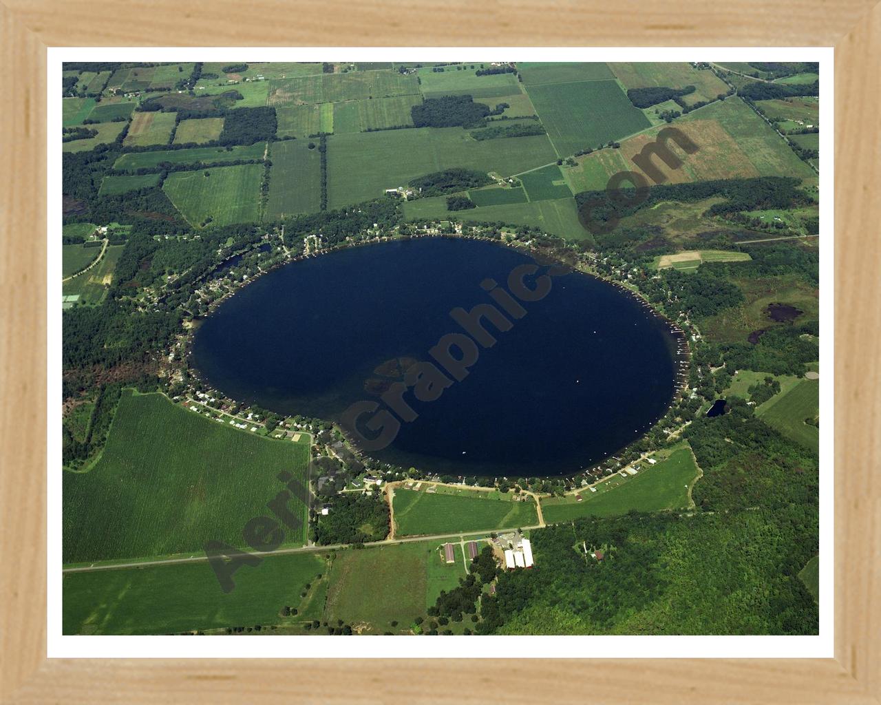 Aerial image of [309] Gravel Lake in Van Buren, MI with Natural Wood frame