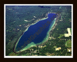 Aerial image of [3203] Beaver Lake in Alpena, MI with Black Wood frame