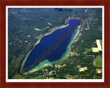 Aerial image of [3203] Beaver Lake in Alpena, MI with Cherry Wood frame