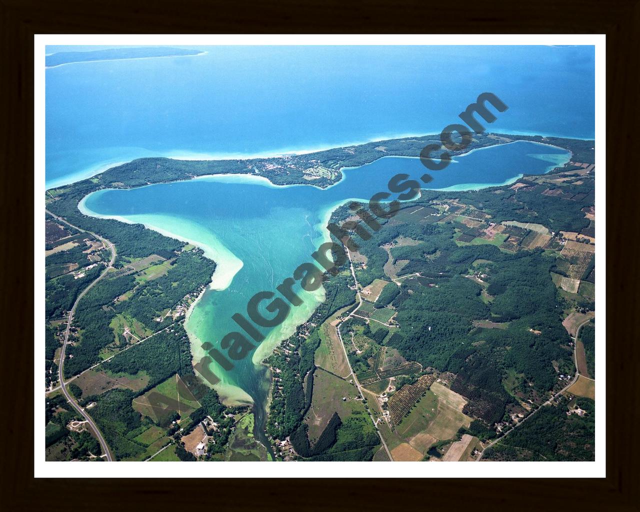 Aerial image of [3208] Lake Leelanau in Leelanau, MI with Black Wood frame