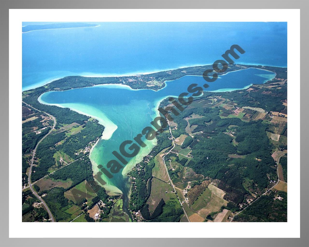 Aerial image of [3208] Lake Leelanau in Leelanau, MI with Silver Metal frame