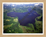 Aerial image of [3218] Fletcher Pond in Alpena, MI with Natural Wood frame