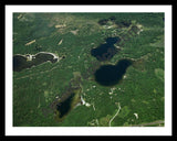 Aerial image of [3220] Crooked Lake & Meyer Lake in Alcona, MI with Black Metal frame