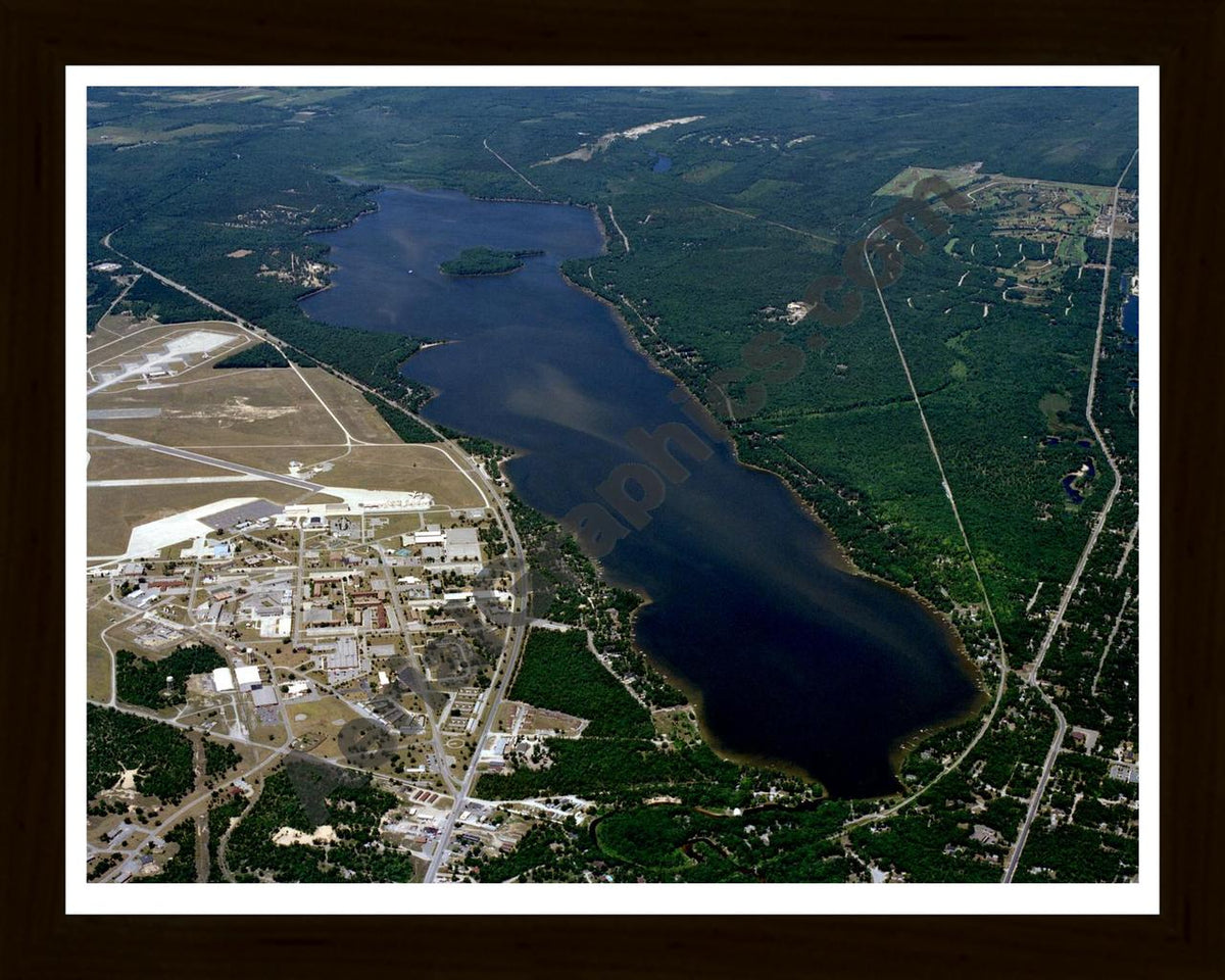 Aerial image of [3223] Van Etten Lake in Iosco, MI with Black Wood frame