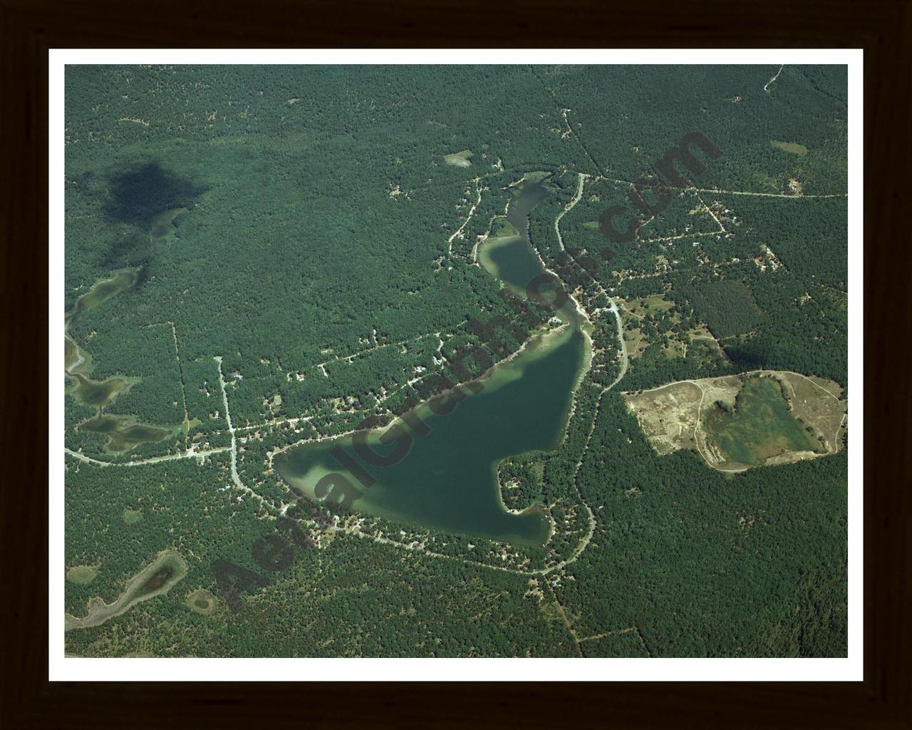 Aerial image of [3233] Jose Lake in Iosco, MI with Black Wood frame