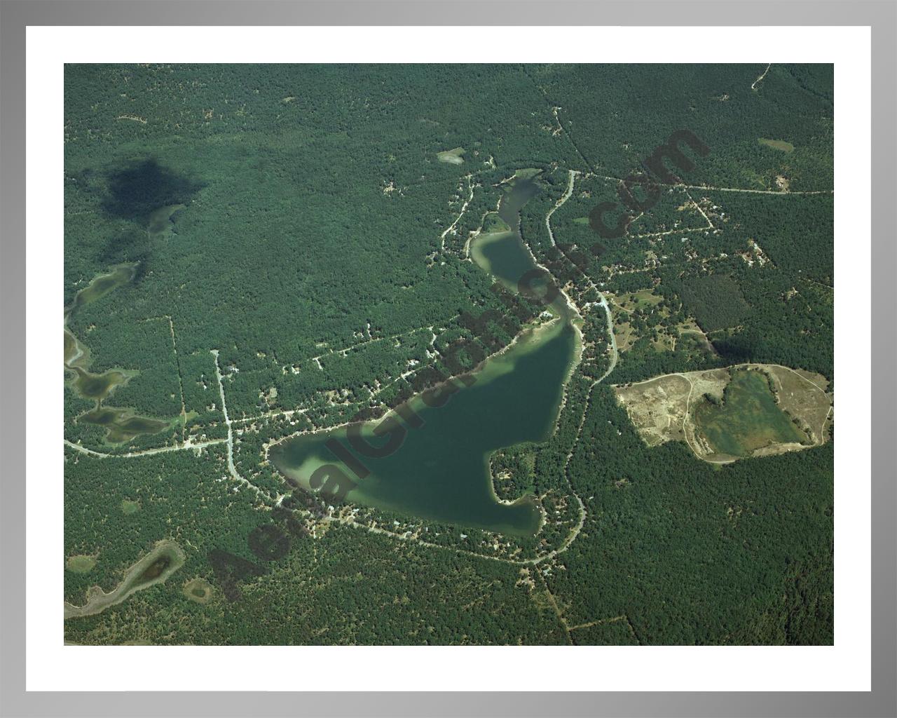 Aerial image of [3233] Jose Lake in Iosco, MI with Silver Metal frame