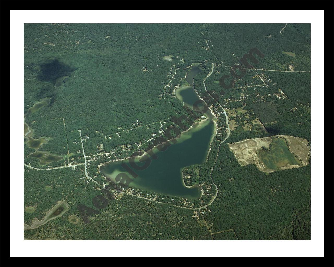 Aerial image of [3233] Jose Lake in Iosco, MI with Black Metal frame