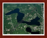 Aerial image of [3245] Crooked  Lake in Clare, MI with Cherry Wood frame