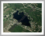 Aerial image of [3247] Lake Thirteen in Clare, MI with Silver Metal frame