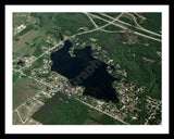 Aerial image of [3247] Lake Thirteen in Clare, MI with Black Metal frame