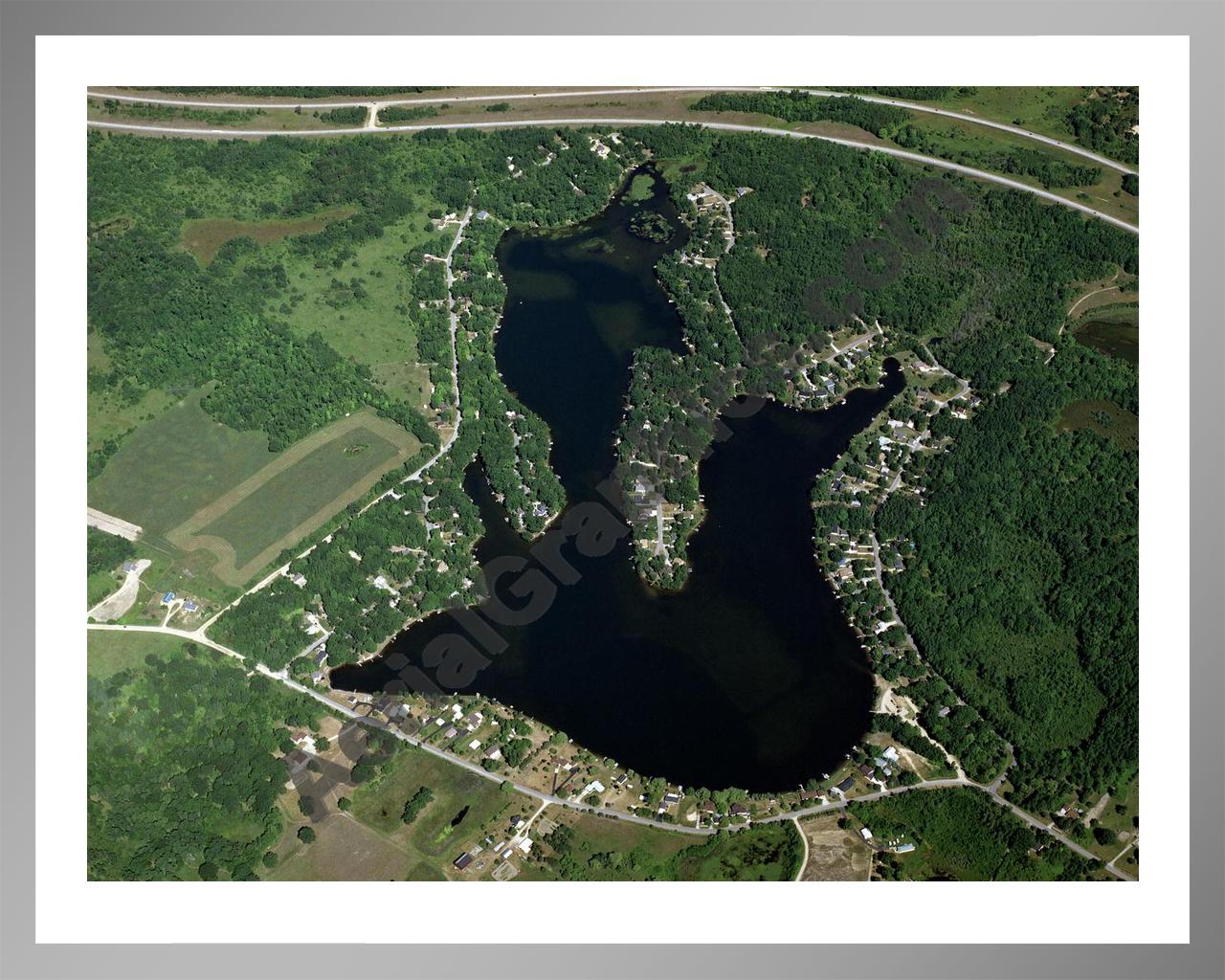 Aerial image of [3248] Five Lakes in Clare, MI with Silver Metal frame