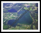 Aerial image of [3271] Austin Lake and West Lake in Kalamazoo, MI with Black Metal frame