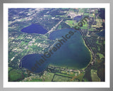 Aerial image of [3271] Austin Lake and West Lake in Kalamazoo, MI with Silver Metal frame