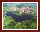 Aerial image of [32] Base Line Lake in Allegan, MI with Cherry Wood frame