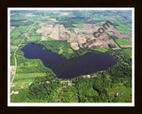 Aerial image of [32] Base Line Lake in Allegan, MI with Black Wood frame