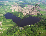 Aerial image of [32] Base Line Lake in Allegan, MI with Canvas Wrap frame