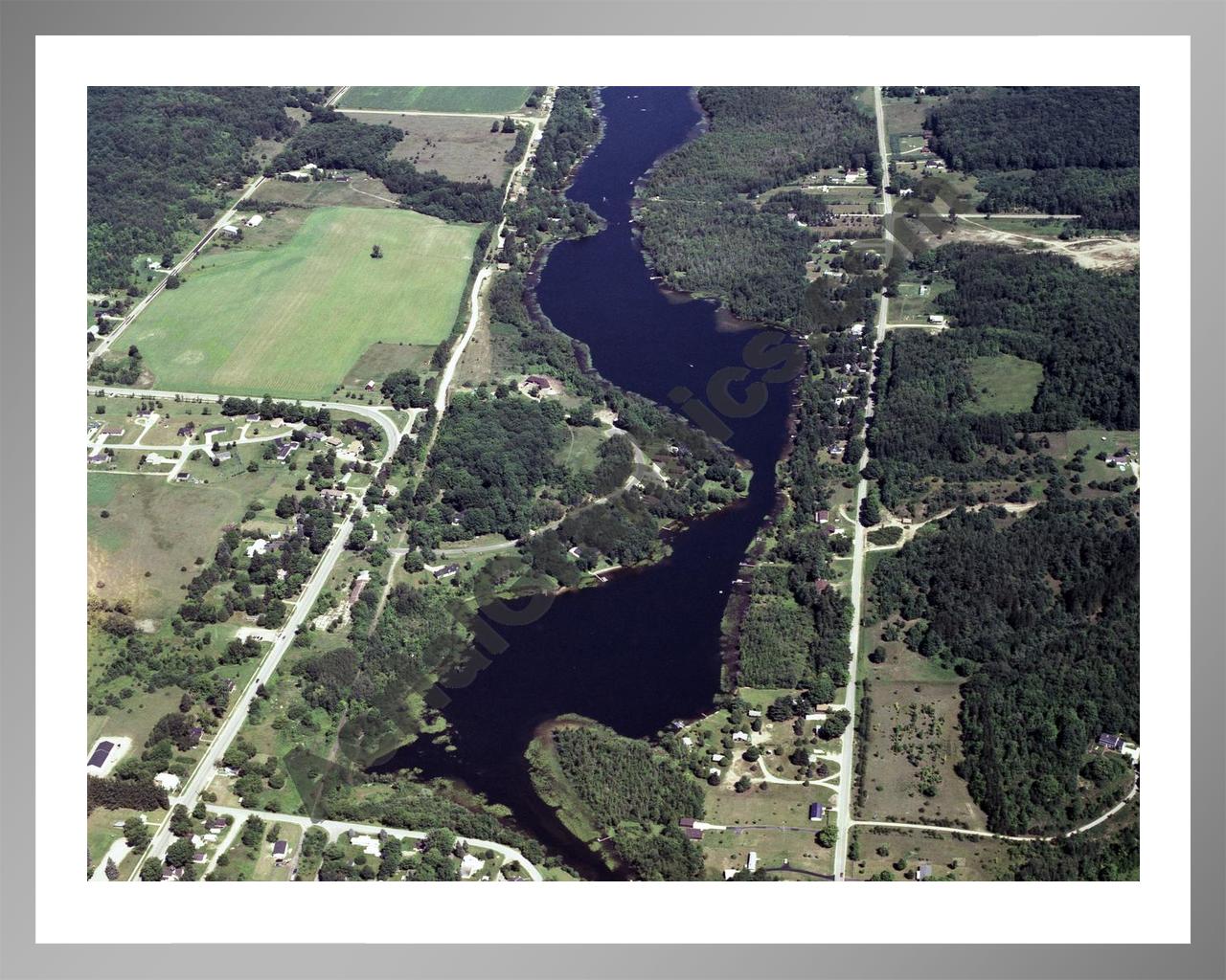 Aerial image of [331] Hanley Lake in Antrim, MI with Silver Metal frame