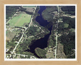 Aerial image of [331] Hanley Lake in Antrim, MI with Natural Wood frame