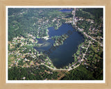 Aerial image of [3321] Bald Eagle Lake in Oakland, MI with Natural Wood frame