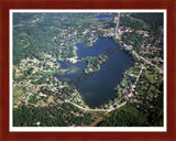 Aerial image of [3321] Bald Eagle Lake in Oakland, MI with Cherry Wood frame