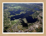 Aerial image of [3329] Lake Orion in Oakland, MI with Natural Wood frame