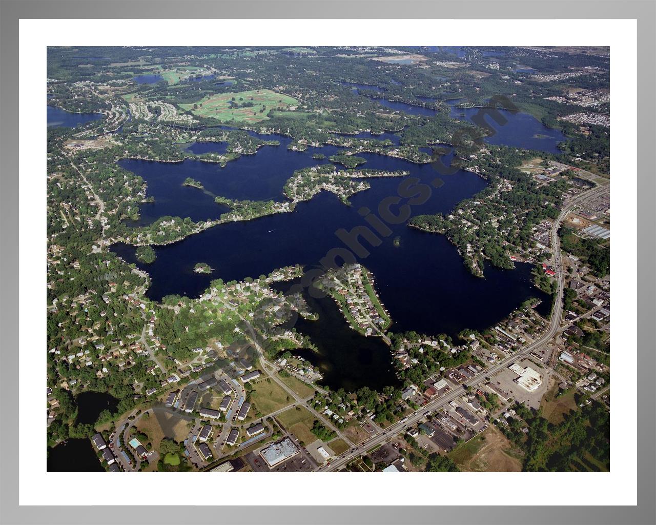 Aerial image of [3329] Lake Orion in Oakland, MI with Silver Metal frame