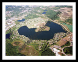 Aerial image of [3333] Oxford Lake in Oakland, MI with Black Metal frame