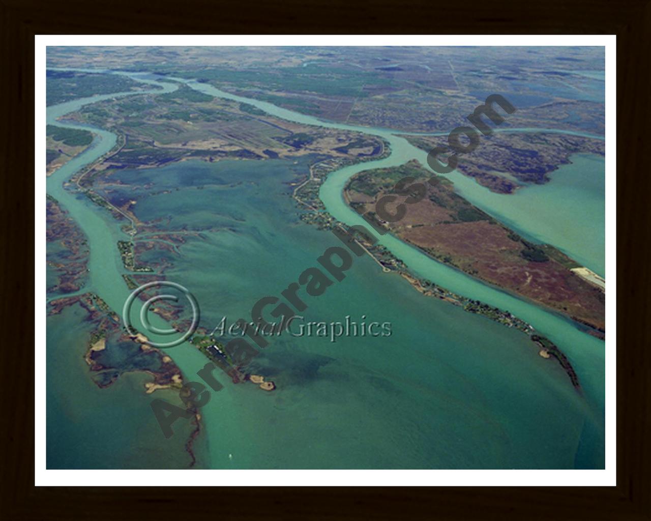 Aerial image of [336] Harsen's Island (N) with Black Wood frame