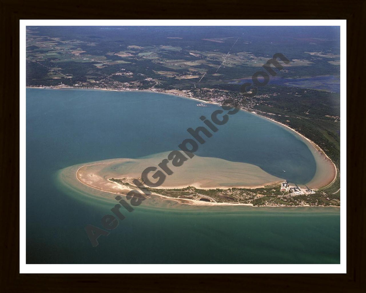 Aerial image of [3393] Tawas Bay in Iosco, MI with Black Wood frame