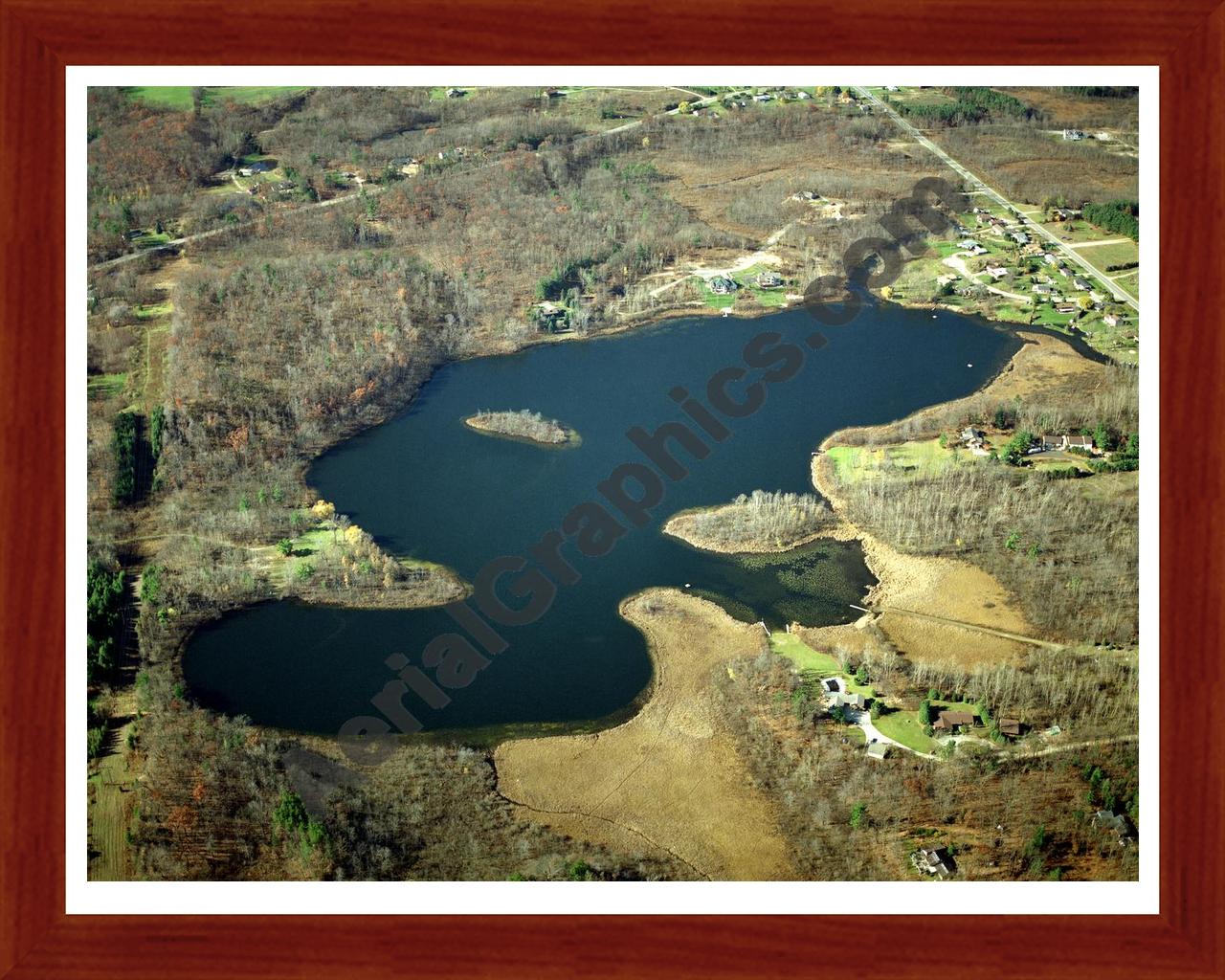 Aerial image of [3396] Freska Lake in Kent, MI with Cherry Wood frame