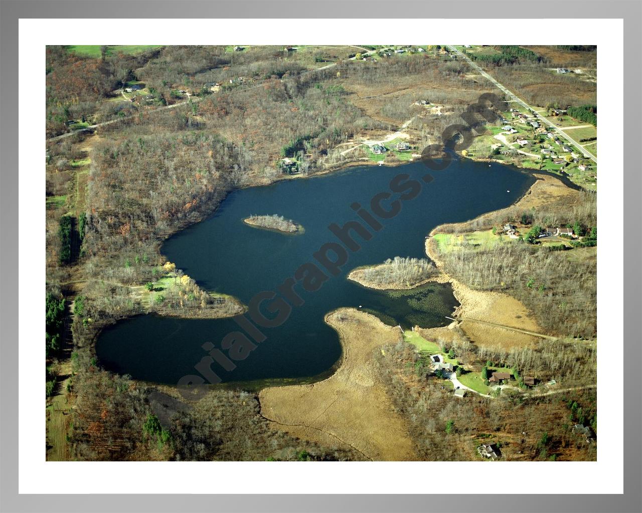 Aerial image of [3396] Freska Lake in Kent, MI with Silver Metal frame