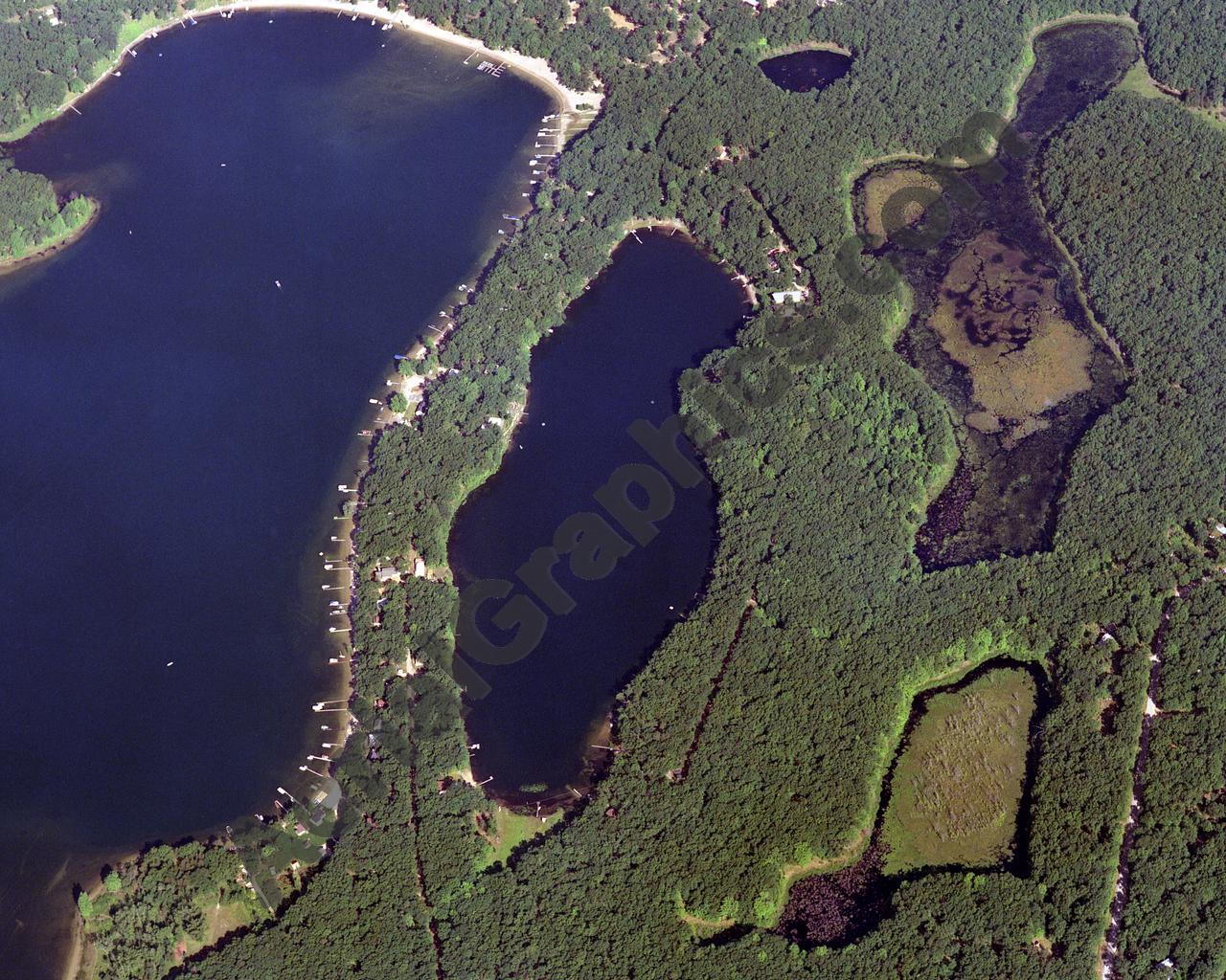 Aerial image of [34] Basford Lake in Lake, MI with Canvas Wrap frame