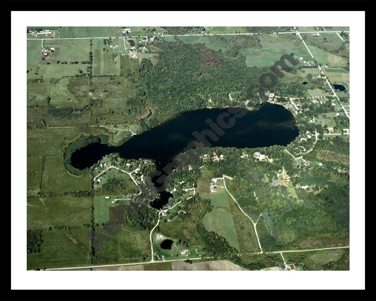 Aerial image of [344] Hemmingway Lake in Lapeer, MI with Black Metal frame