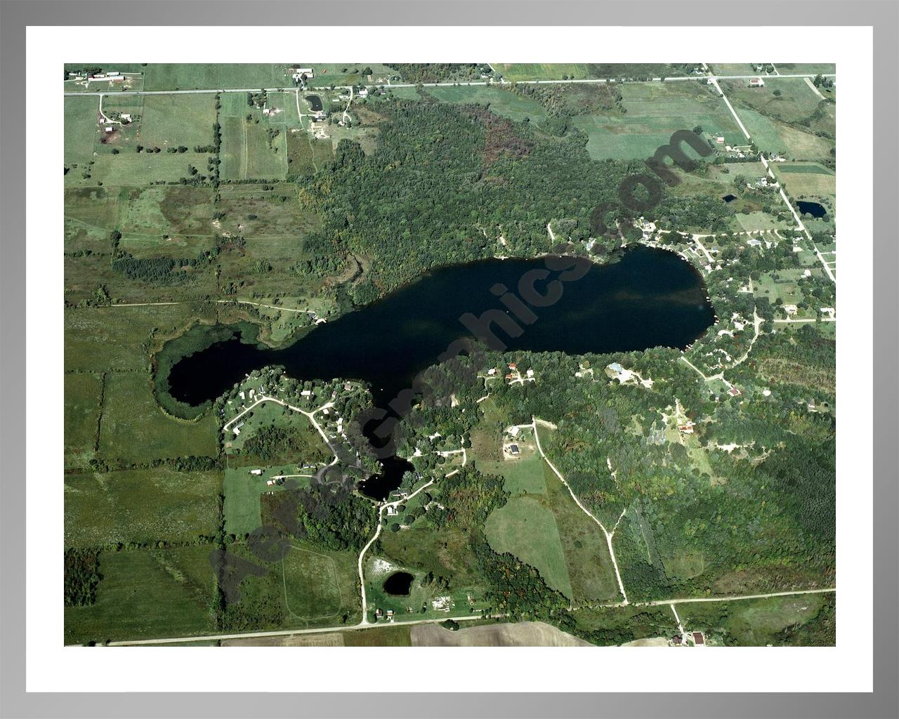 Aerial image of [344] Hemmingway Lake in Lapeer, MI with Silver Metal frame