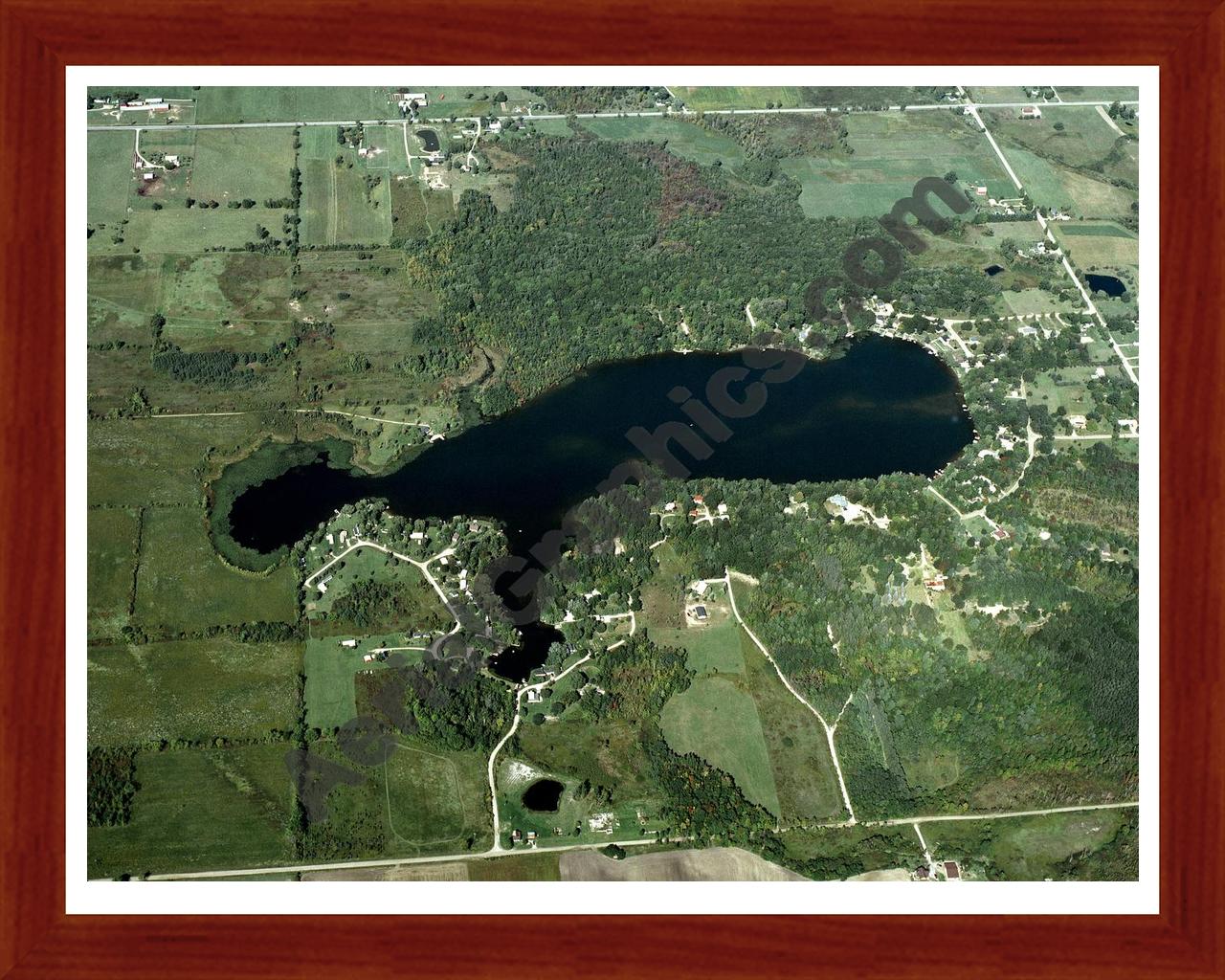 Aerial image of [344] Hemmingway Lake in Lapeer, MI with Cherry Wood frame