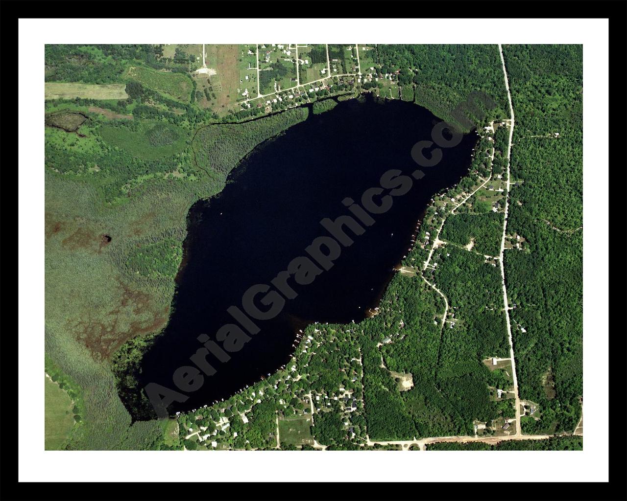 Aerial image of [345] Henderson Lake in Ogemaw, MI with Black Metal frame