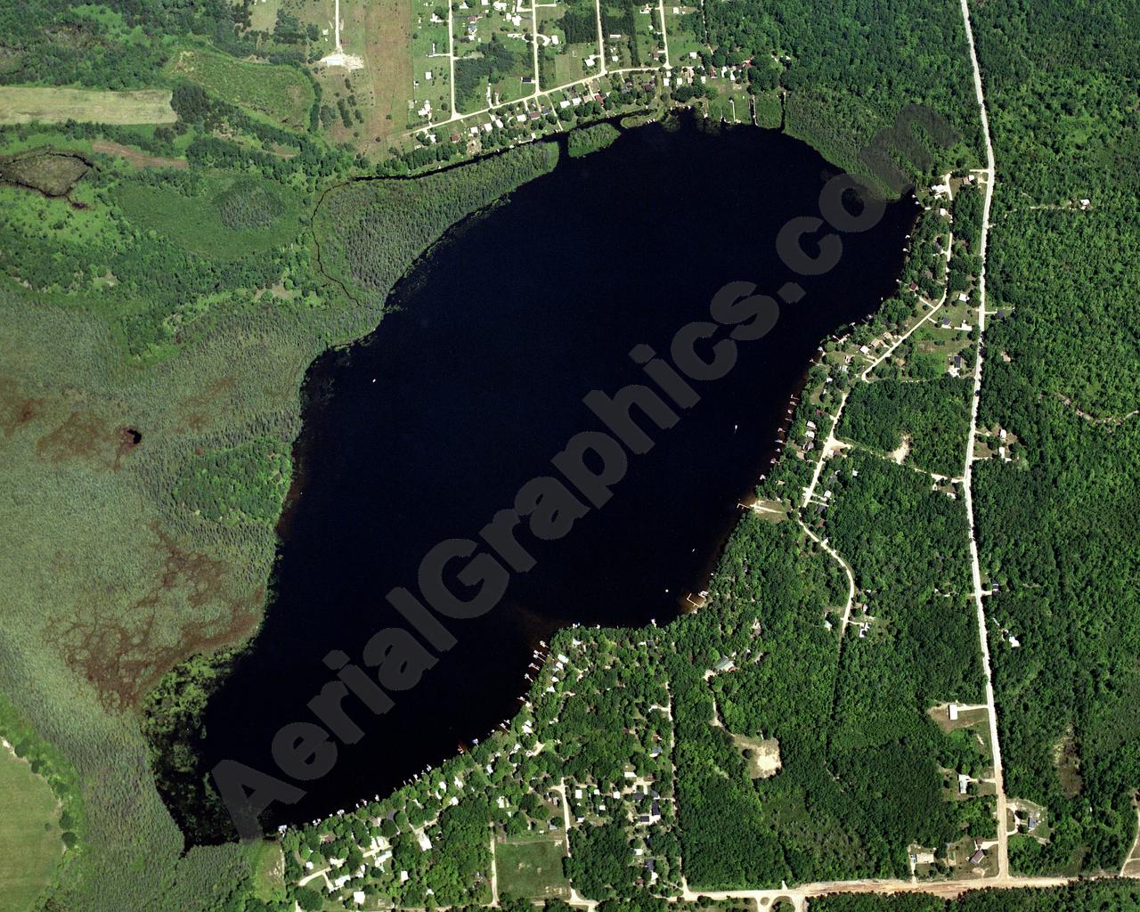 Aerial image of [345] Henderson Lake in Ogemaw, MI with Canvas Wrap frame