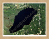 Aerial image of [345] Henderson Lake in Ogemaw, MI with Natural Wood frame